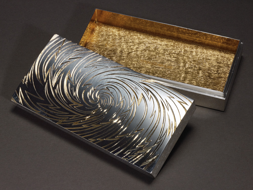 Silver, hand engraved, black and yellow gilding. 2008/9. Photo: Simon B Armitt