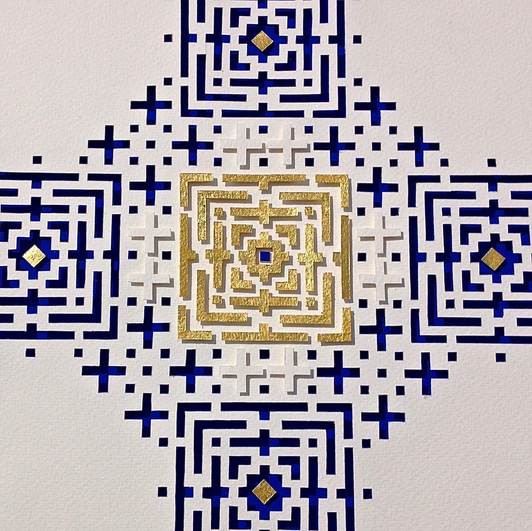 <a href="/node/286">Untitled / white handmade paper, Cobalt Blue mount board, Gold leaf. </a>