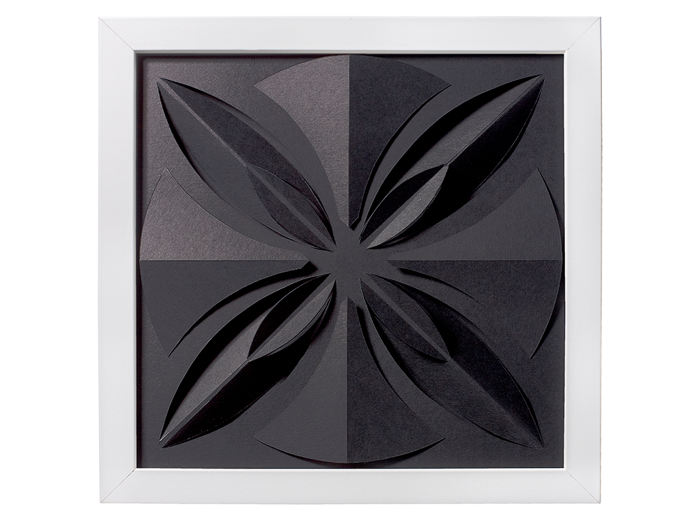 Black flower, white frame.