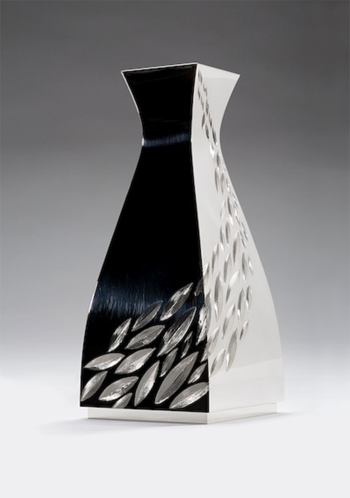 Silver, hand engraved with pattern based on cascading rice. Lemon yellow gilded interior, height 180mm. Photo: Simon B Armitt